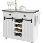 Desserte de cuisine avec roulettes, meuble roulant avec plan de travail inox 116x46x95 cm ? 2 tiroirs, ...