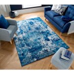 Flair rugs - tapis design ray� pour salon wonderlust bleu fonc� 120x170