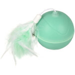 Flamingo - balle  7 cm. magic mechta 2 en 1 a led et plumeau . couleur verte. pour chat.