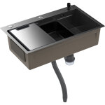 Flasidu - �vier de cuisine - cuve unique - acier inoxydable �pais, livr� avec accessoires essentiels ...