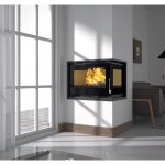 Fm biomasa - insert � bois d'angle - firematic lora - d 12. 6 kw foyer en vermiculite