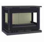 Fm biomasa - po�le � bois 3 faces suspendu ventil� - firematic columbia 3f 12. 5 kw foyer en vermiculite ...