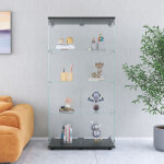 Foerpl - vitrine en verre vitrine colonne � 4 �tag�res pour collection, vitrine � vin en verre � 2 portes ...
