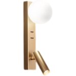 Fog - applique de chevet avec usb et usb - c, led 3w + g9, sph�re blanche, 3000k, corps orientable, diffuseur ...