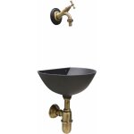 Fonderia bongiovanni - fontaine murale 600 en fonte grise avec robinet 303b et siphon pour jardin potager ...