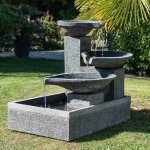Fontaine de jardin � d�bordement bassin 3 vasques noire grise