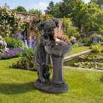 Fontaine de jardin ext�rieure avec led en r�sine coloris bronze d�cor fille et oiseaux ambiance zen 30�42�65, ...