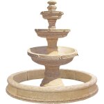 Anaparra - fontaine de jardin gran adhara 117x220cm. + cerco 274x30cm. pierre reconstitue couleur ocre ...