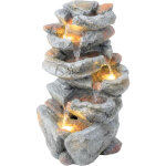 Fontaine de jardin - outsunny - 6 niveaux, d�coration de jardin zen r�sine pierre naturelle, lumineuse ...