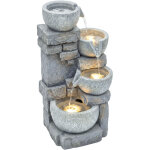 Fontaine de jardin - outsunny - cascade 4 niveaux, d�coration effet pierre et brique avec �clairage led ...