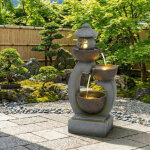 Fontaine de jardin zen kare sansui � led, r�sine grise, �clairage sous - marin, d�coration terrasse et ...