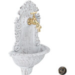 Relaxdays - fontaine mural style antique, robinet, evier de jardin, fonte aluminium, hlp 40 x 24, 5cm ...
