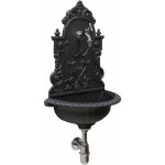 Fonderia bongiovanni - fontaine murale granada en fonte grise pour jardin potager avec robinet et siphon ...