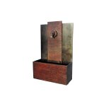 Anaparra - fontaine murale jardin salma lion 40x90x145cm. pierre reconstitue couleur oxyde
