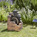Fontaine solaire cascade moulin � eau ? polyr�sine durable ? hauteur 0, 5 m ? largeur 0, 34 m ? autonome ...