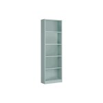 Biblioth�que lin�aire avec cinq �tag�res, couleur vert d'eau, dimensions 52 x 180 x 25 cm