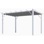 Habrita ? pergola aluminium blanc perle 12 m� ? poteaux 100x100 mm ? toile polyester gris 280 gr / m� ...
