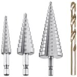 Foret etag�, foret fraise metal hss 4pcs 4 - 12 / 20 / 32mm meche etage perceuse acier fraise forage ...