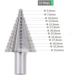 Foret fraise meche etage hss, fraise conique  double fente (5mm - 35mm) avec revtement titane, solide, ...