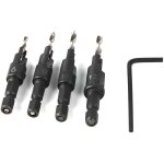 Forets hss 4 pcs cne foret ensemble 1 / 4  hex shank trou saw drill outils de travail du bois + l - ...