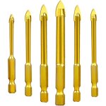 Forets pour verre, c�ramique, carreaux, cristal en acier de tungst�ne, avec queue hexagonale, rev�tement ...