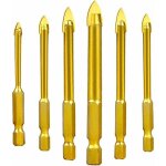 Forets pour verre, c�ramique, carreaux, cristal en acier de tungst�ne, avec queue hexagonale, rev�tement ...