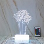 Forme fleur rose creative crack tactile 3d dimming d�coratifs color�s night light avec t�l�commande
