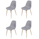 Fornord - lot de 4 chaises repas 54x45x87 cm en tissu gris clair - jules