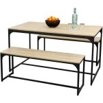 Fornord - ensemble table  manger avec 2 bancs naturel et noir - onyx