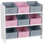 Fornord - meuble 9 panières pour enfant rose gris Fornord - meuble 9 panières pour enfant rose gris