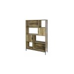 Fornord - biblioth�que 3 portes 100x35x156 cm effet bois - lauzon