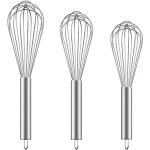 Fouets cuisine + spatule / brosse silicone - 1 set, acier inoxydable 20, 3cm + 25, 4cm + 30, 5cm - transparent ...