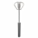 Fouet  ?ufs en acier inoxydable, mlangeur rotatif  pousse manuelle, mousseur  lait polyvalent, agitateur ...