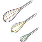 Fouet � ?ufs de cuisine en silicone avec manche en acier inoxydable pour remuer, battre les ?ufs, p�trir ...