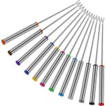 Fourchettes  fondue en acier inoxydable 12 pices 24 cm avec manche rsistant  la chaleur pour fromage, ...