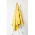 La maison d'amelie - fouta 100x200 ibiza jaune rayures blanches - 100% coton - franges