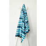 La maison d'amelie - fouta 100x200 bleu, noir, vert, gris, blanc - 100% coton - franges La maison d'amelie - fouta 100x200 bleu, noir, vert, gris, blanc - 100% coton - franges