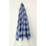 La maison d'amelie - fouta 100x200 bleu indigo rayures blanches - 100% coton - franges La maison d'amelie - fouta 100x200 bleu indigo rayures blanches - 100% coton - franges