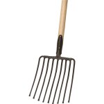 Fp - fourche  cailloux 9, longueur des dents 330 mm avec douille  ressort, sans manche acier