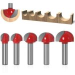 Fraise � fond rond bois, 5pcs router bits 8mm tige 12 / 16 / 19 / 22 / 25. 4mm fraise � gorges carbure ...
