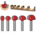 Fraise fond rond bois, 5pcs router bits 8mm tige 12 / 16 / 19 / 22 / 25. 4mm fraise gorges carbure queue ...