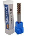 Fraise monobloc en carbure � 6 dents 6 x 15 x 50 mm tisin 55 hrc