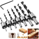 Fraiser percer bit ensemble, 8pcs hss 5 fl�te charpenterie fraise coeur percer morceaux fraise � chanfreiner ...