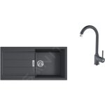 Franke - colonnes - ensemble t78, �vier en tectonite s2d 611 - 100 et robinetterie fp 9000. 099, noir ...