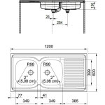 Franke - evier 2 cuves inox avec �gouttoir man721 - 1200 1200x600cm � poser 010372