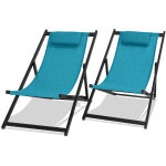 Mezzaluna - jeu de 2 chaises longues pliantes en aluminium et textilne. chaise longue de jardin design ...