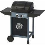 Fraschetti - barbecue � gaz avec de la pierre de lave et deux br�leurs avec le couvercle de la pampa