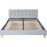 King of dreams - lit 140x200 confortable avec sommier et t�te de lit capitonn�e - couleur gris - 13 lattes ...