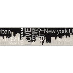 Frise murale critures mtallique | frise papier peint moderne new york | frise tapisserie noir et gris ...