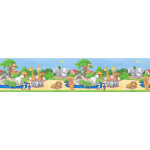 Bricoflor - frise murale enfant girafe & lion | frise papier peint enfant animaux du zoo & savane | frise ...